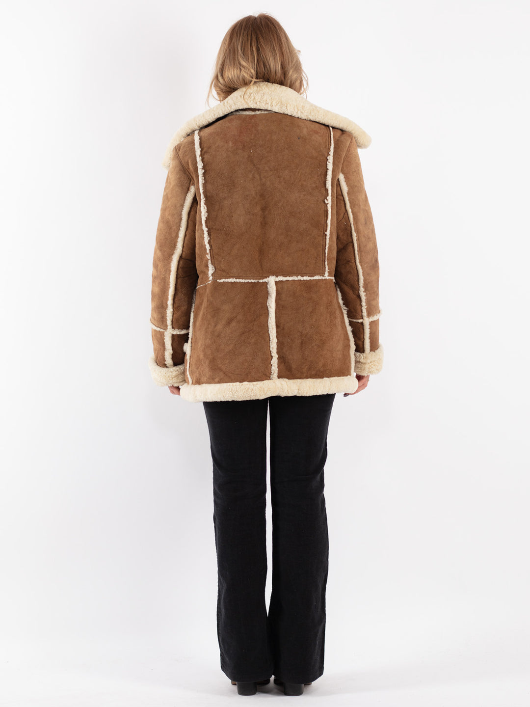Vintage Women Sheepskin Shearling Coat in Brown
