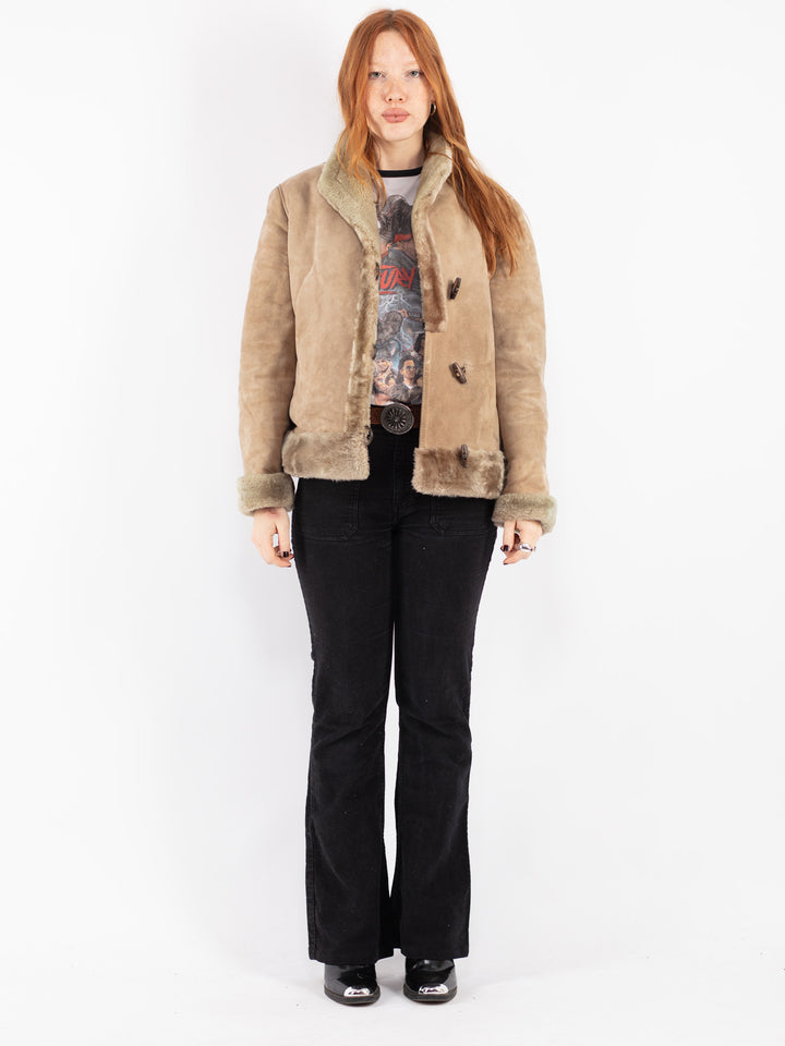 Vintage 70's Women Sheepskin Jacket in Beige