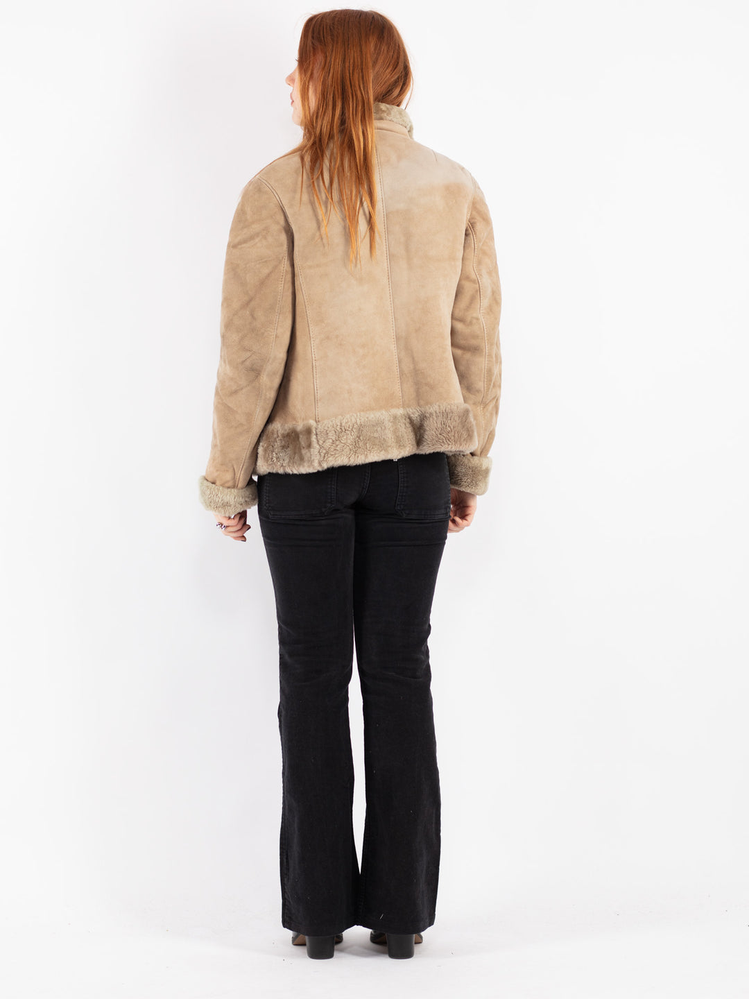 Vintage 70's Women Sheepskin Jacket in Beige