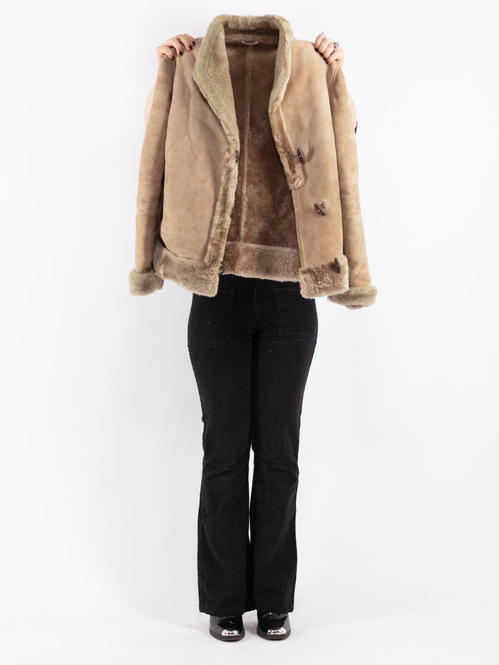 Vintage 70's Women Sheepskin Jacket in Beige