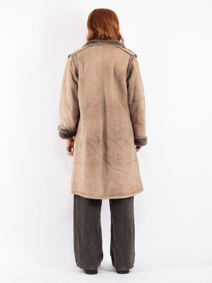 Vintage 70's Women Sheepskin Coat in Beige