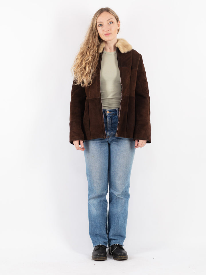 Vintage 70's Women Sheepskin Jacket in Brown