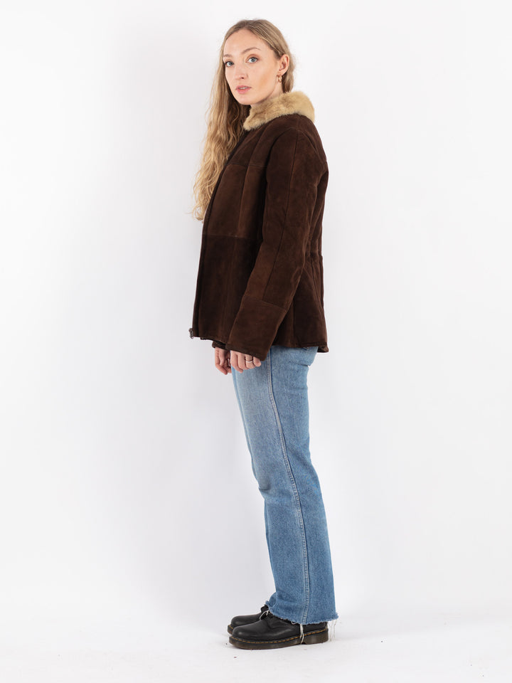 Vintage 70's Women Sheepskin Jacket in Brown