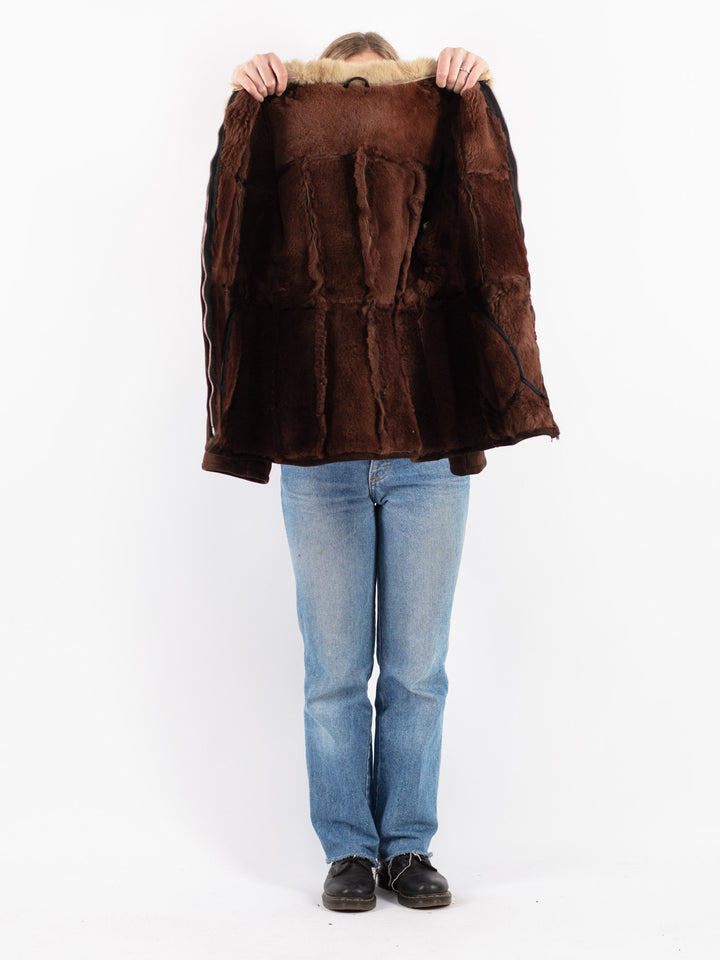 Vintage 70's Women Sheepskin Jacket in Brown
