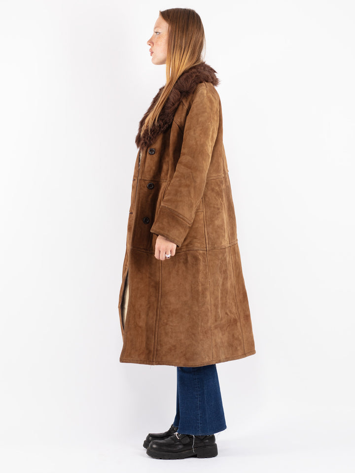 Vintage 70's Women Sheepskin Coat in Brown
