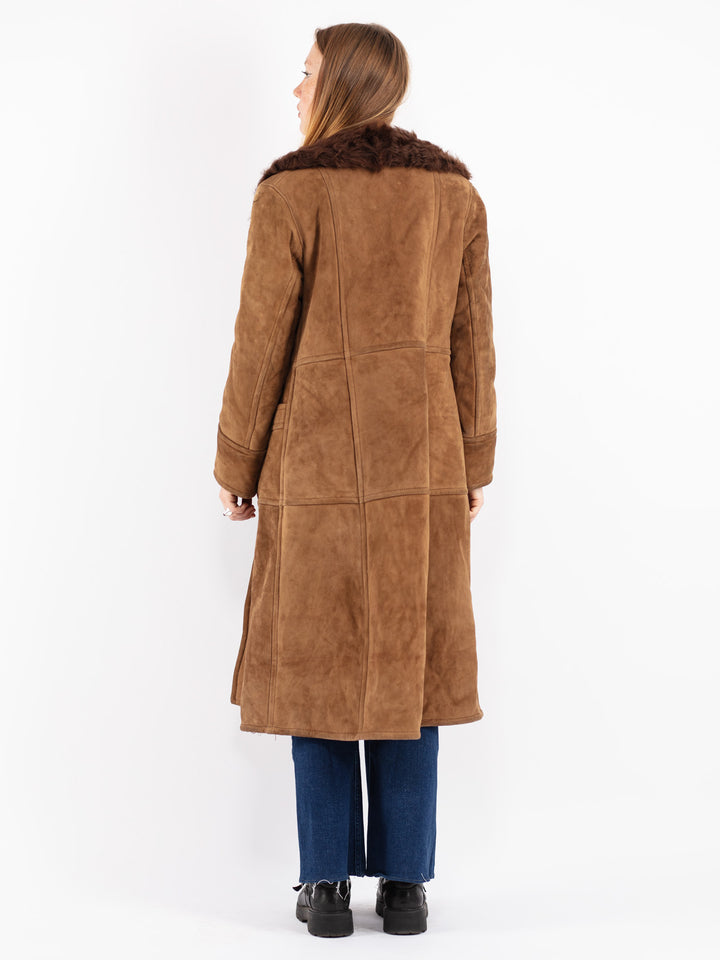 Vintage 70's Women Sheepskin Coat in Brown