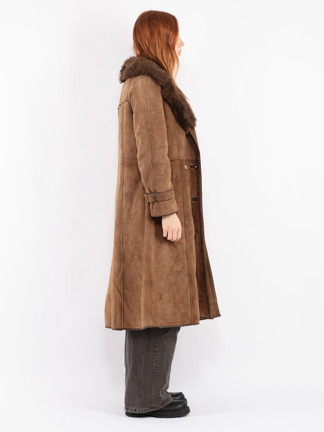 Vintage 70's Women Sheepskin Coat in Brown