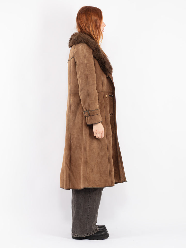 Vintage 70's Women Sheepskin Coat in Brown