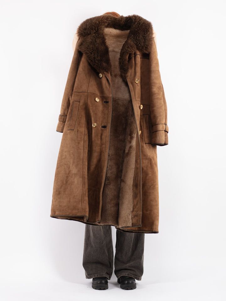 Vintage 70's Women Sheepskin Coat in Brown