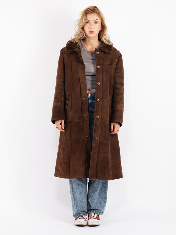 Vintage 70's Women Sheepskin Coat in Brown