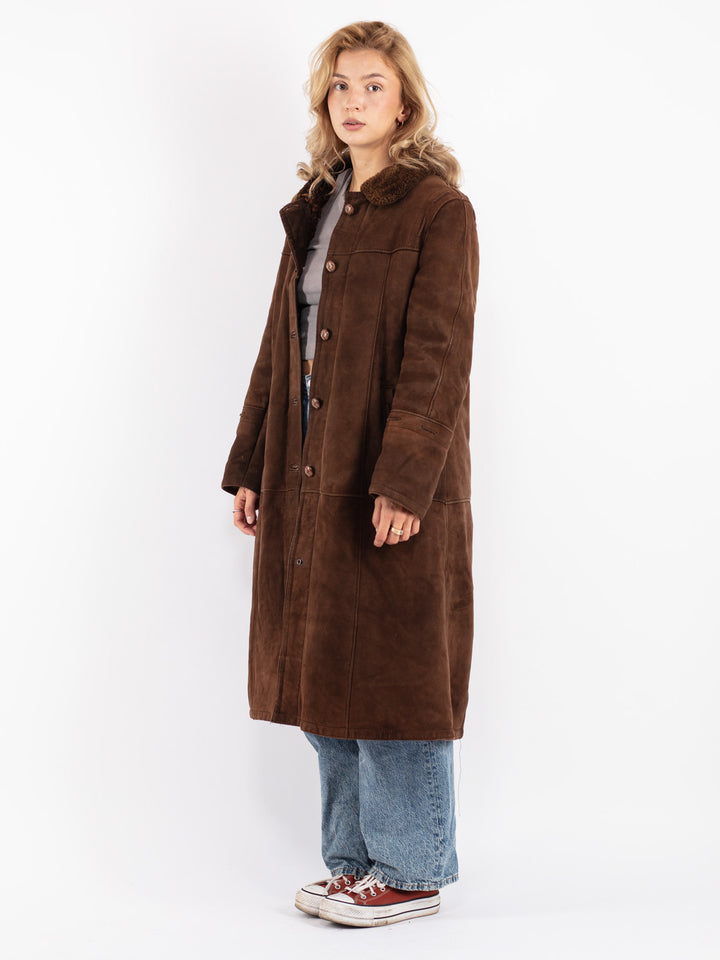 Vintage 70's Women Sheepskin Coat in Brown