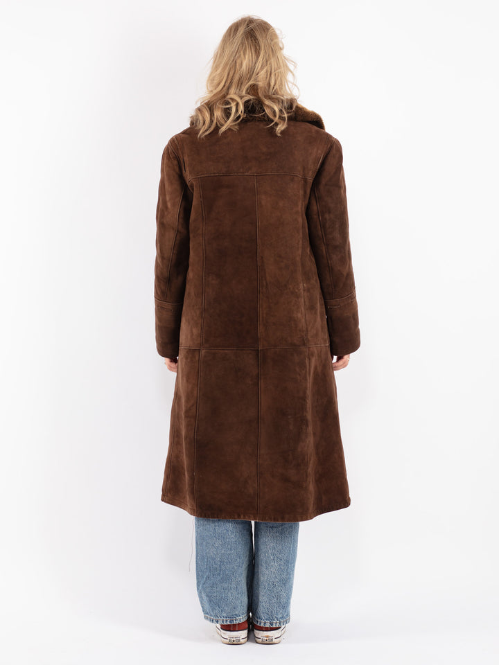 Vintage 70's Women Sheepskin Coat in Brown