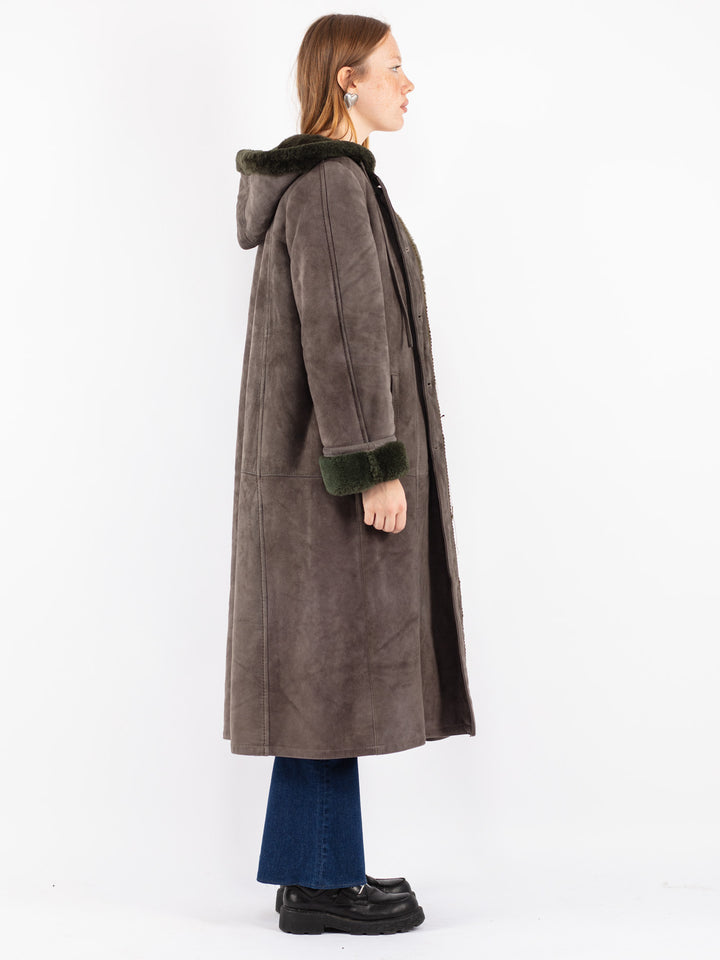 Vintage 70's Women Sheepskin Coat in Gray