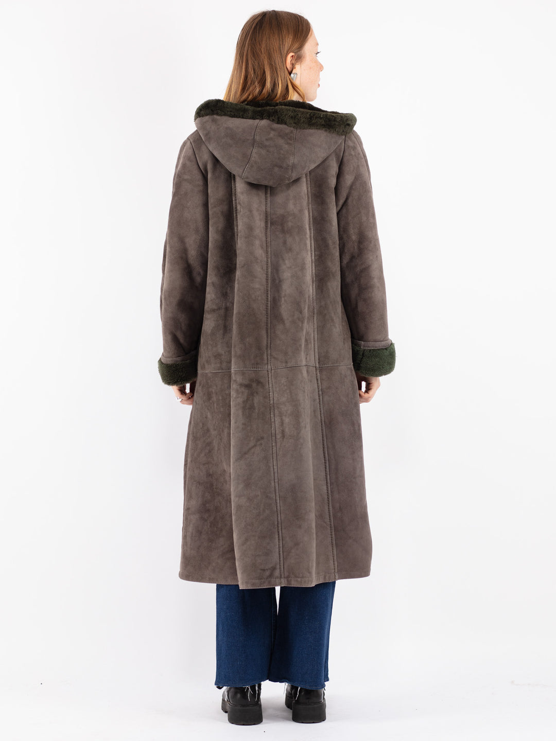 Vintage 70's Women Sheepskin Coat in Gray
