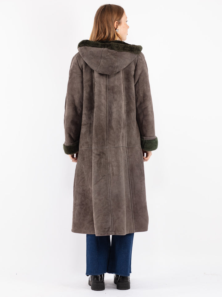 Vintage 70's Women Sheepskin Coat in Gray