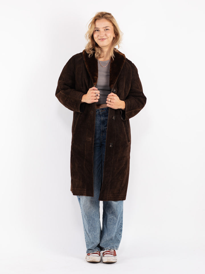 Vintage 70's Women Sheepskin Coat in Brown