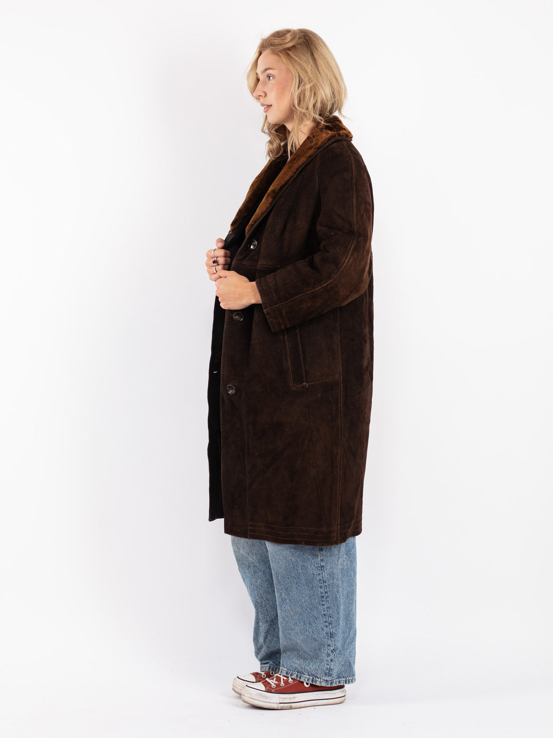Vintage 70's Women Sheepskin Coat in Brown