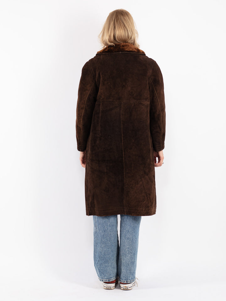 Vintage 70's Women Sheepskin Coat in Brown