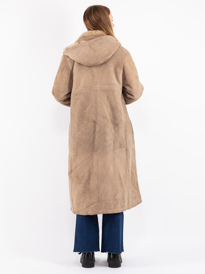 Vintage 70's Women Sheepskin Coat in Beige