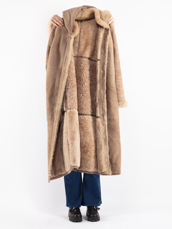 Vintage 70's Women Sheepskin Coat in Beige
