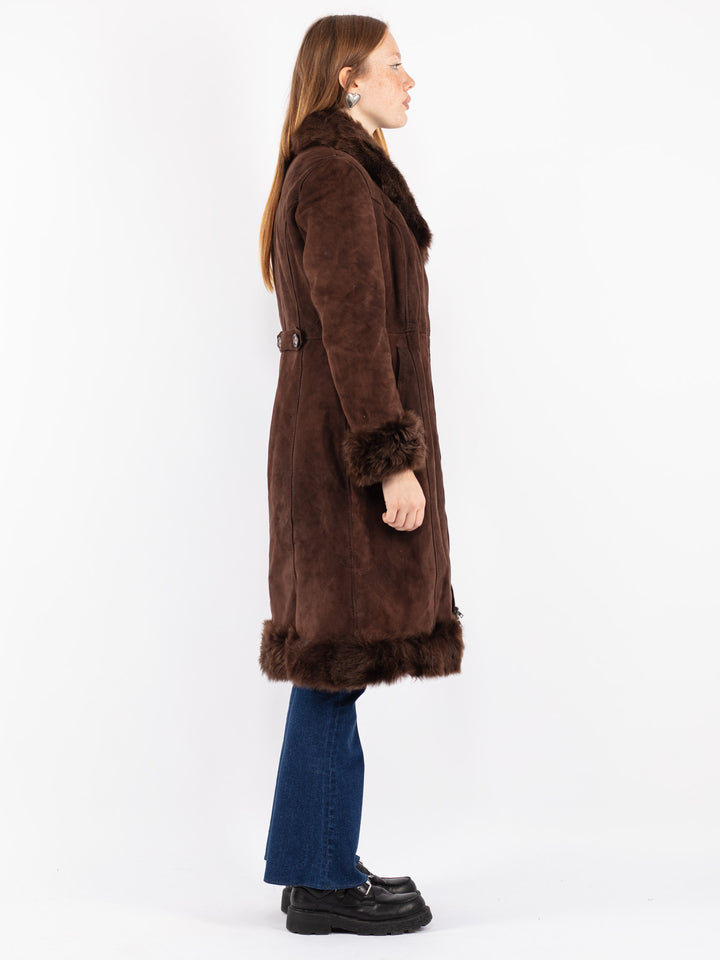Vintage 70's Women Sheepskin Coat in Brown