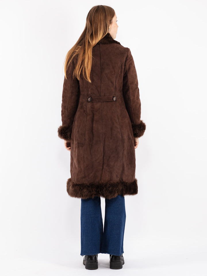 Vintage 70's Women Sheepskin Coat in Brown