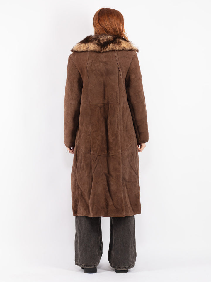 Vintage 70's Women Sheepskin Coat in Brown