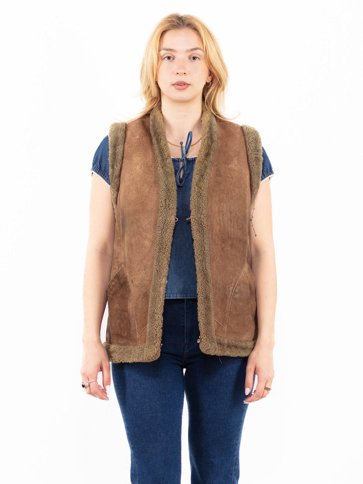 Vintage 70's Women Sheepskin Vest in BrownA0035