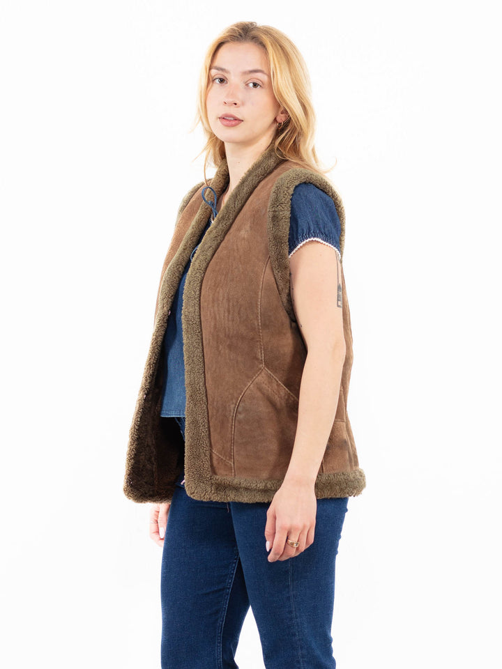 Vintage 70's Women Sheepskin Vest in BrownA0035
