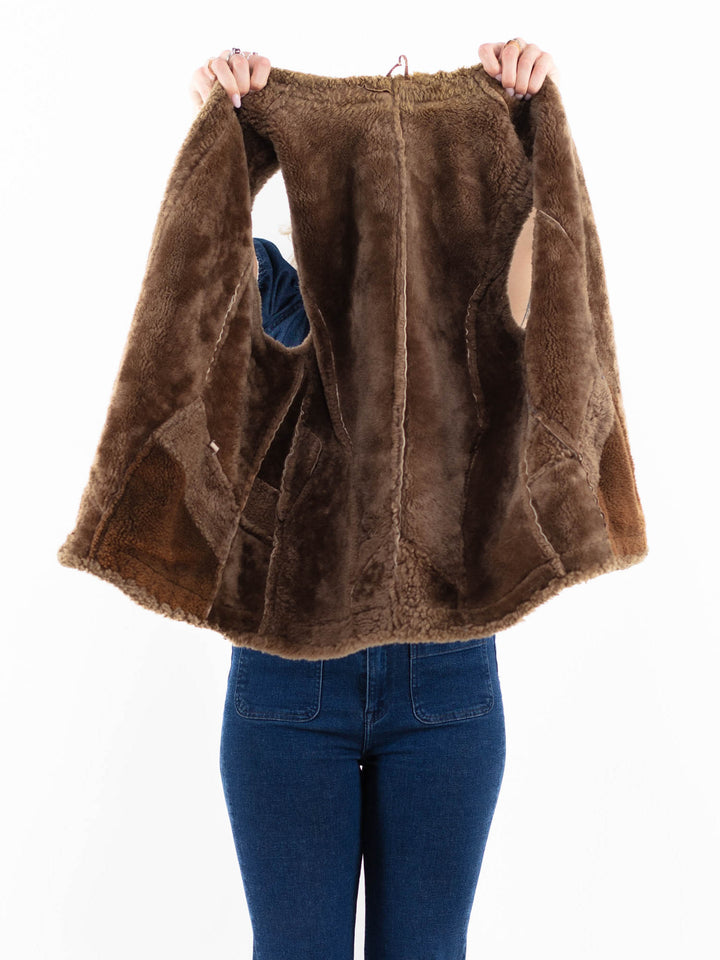 Vintage 70's Women Sheepskin Vest in BrownA0035