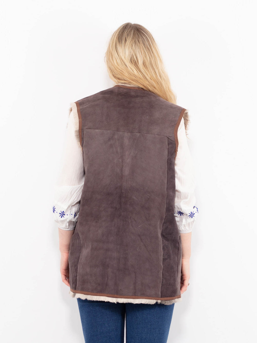 Vintage 70's Women Sheepskin Vest in BrownA0974