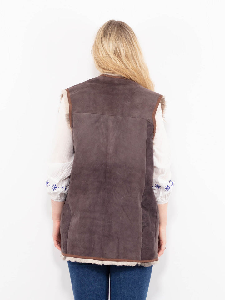 Vintage 70's Women Sheepskin Vest in BrownA0974