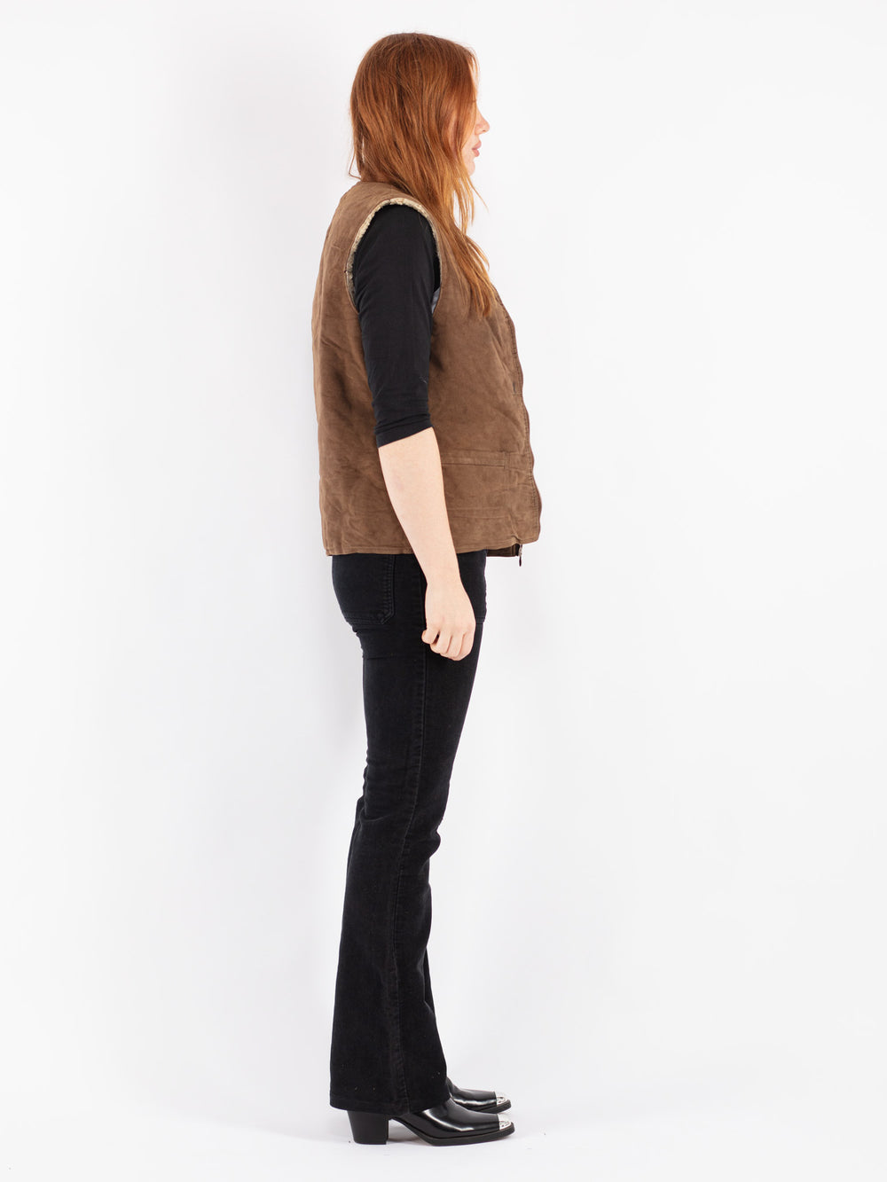Vintage 70's Women Sheepskin Vest in Brown