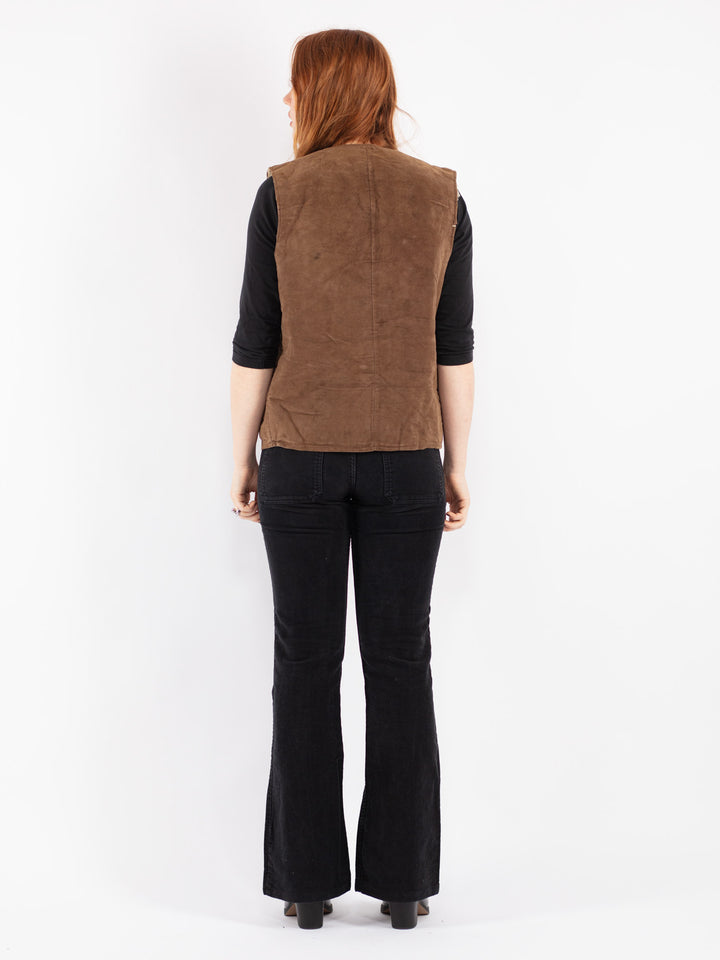 Vintage 70's Women Sheepskin Vest in Brown