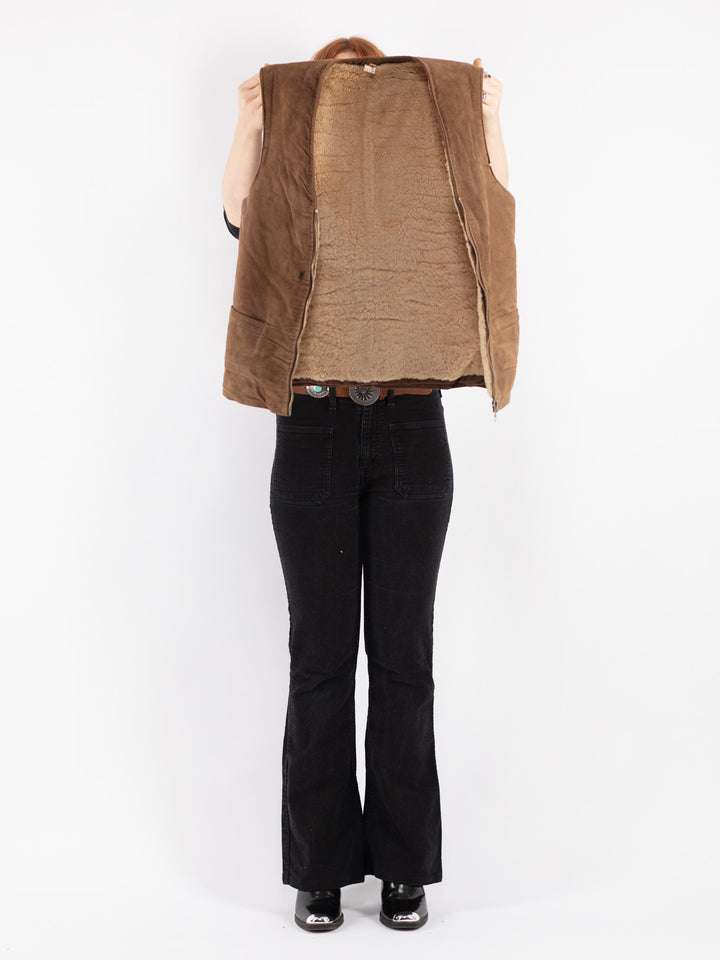Vintage 70's Women Sheepskin Vest in Brown