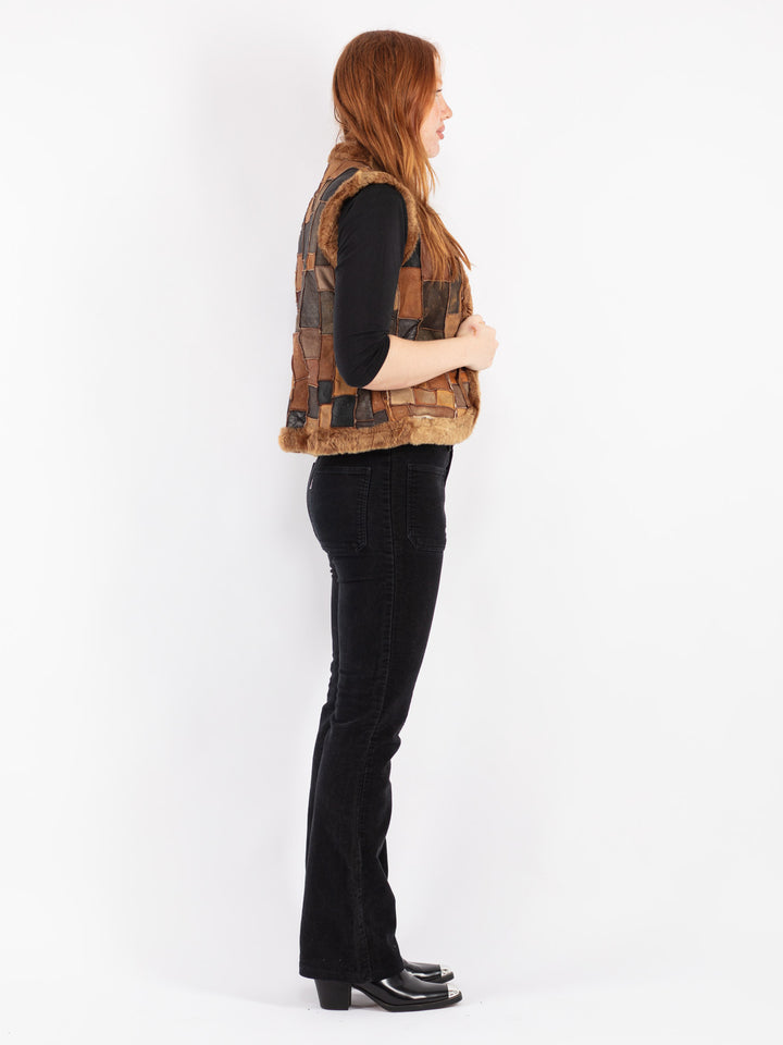 Vintage 70's Women Sheepskin Vest in Brown