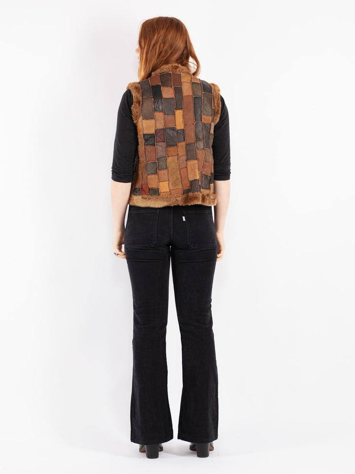 Vintage 70's Women Sheepskin Vest in Brown