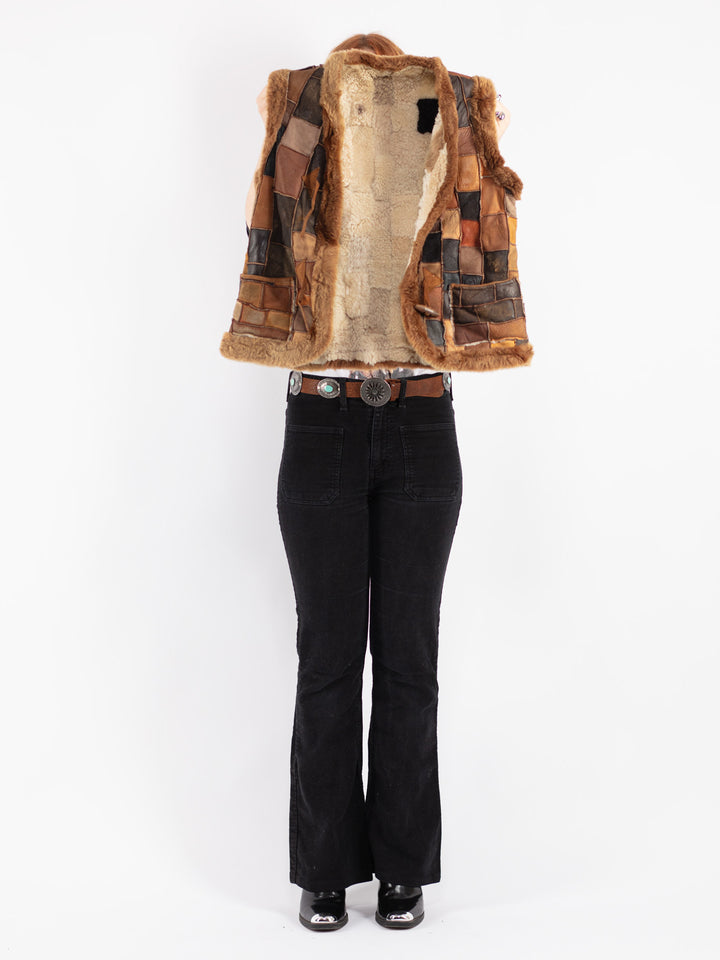Vintage 70's Women Sheepskin Vest in Brown