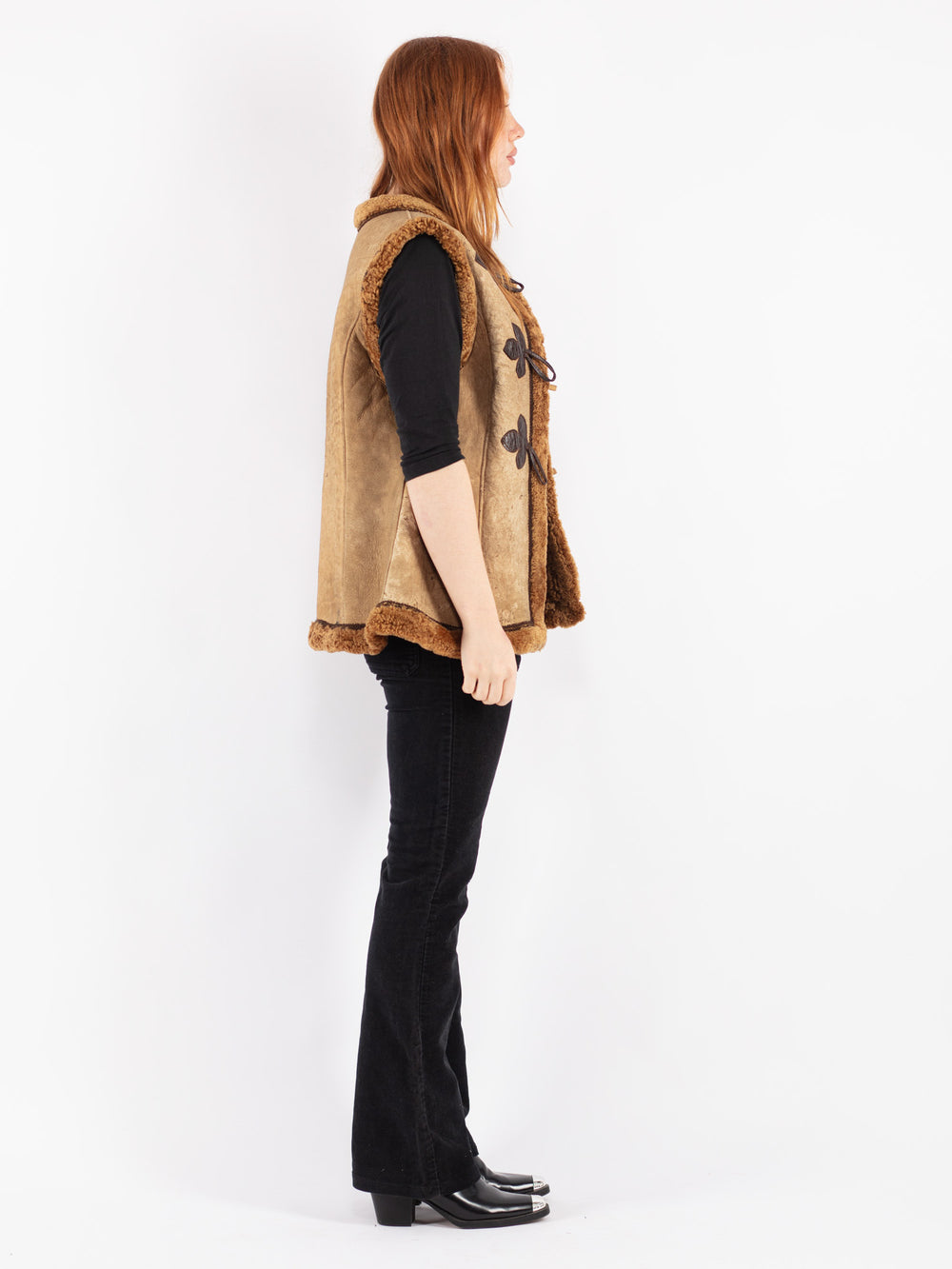 Vintage 70's Women Sheepskin Vest in Beige
