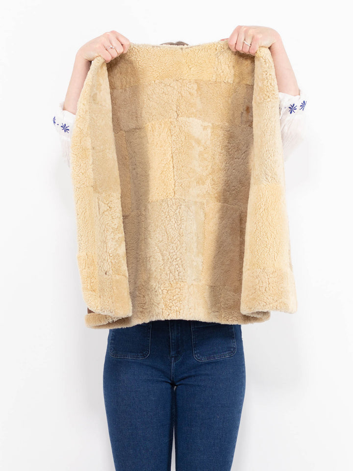 Vintage 70's Women Sheepskin Vest in Brown