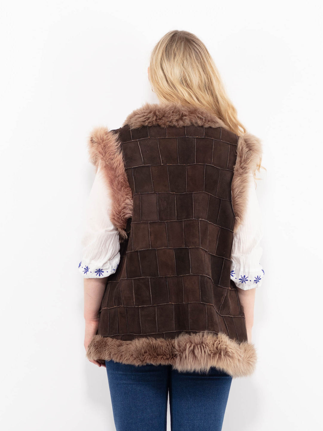 Vintage 70's Women Sheepskin Vest in BrownA1001