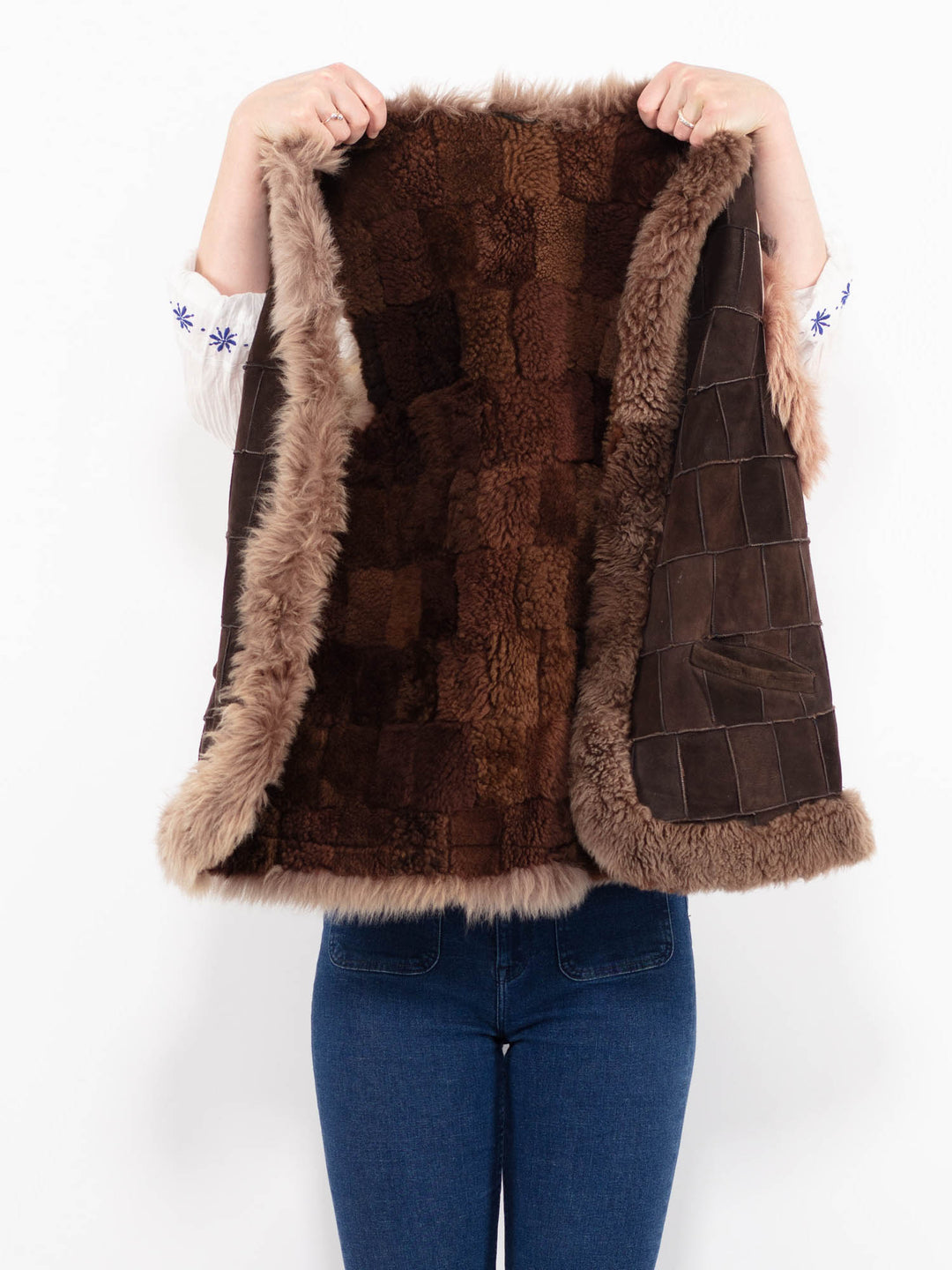 Vintage 70's Women Sheepskin Vest in BrownA1001