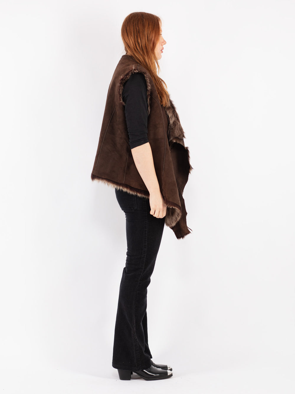 Vintage 70's Women Sheepskin Vest in Brown