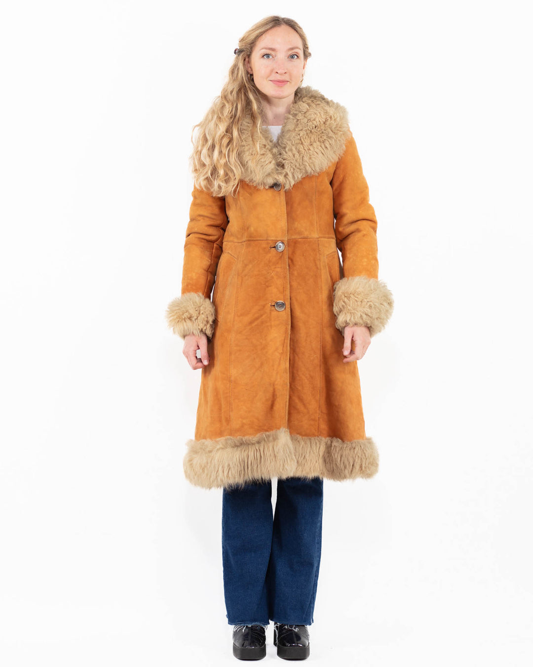 Vintage 70's Women Sheepskin Coat in BrownV9992
