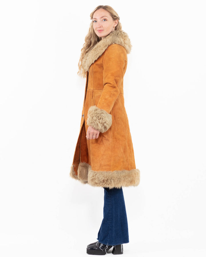 Vintage 70's Women Sheepskin Coat in BrownV9992