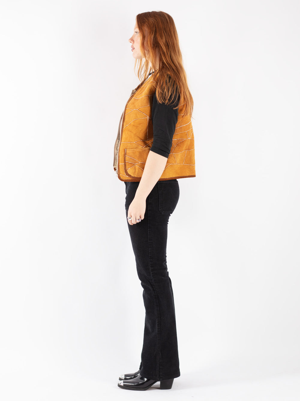 Vintage 70's Women Sheepskin Vest in Brown