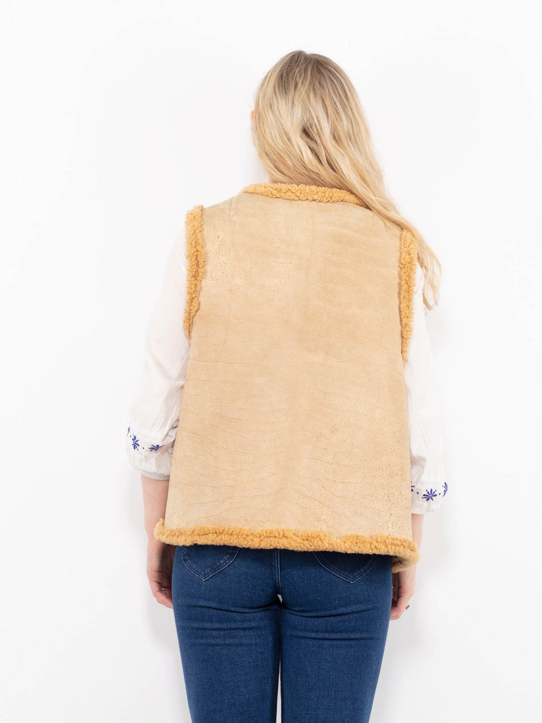 Vintage 70's Women Sheepskin Vest in BeigeA1049