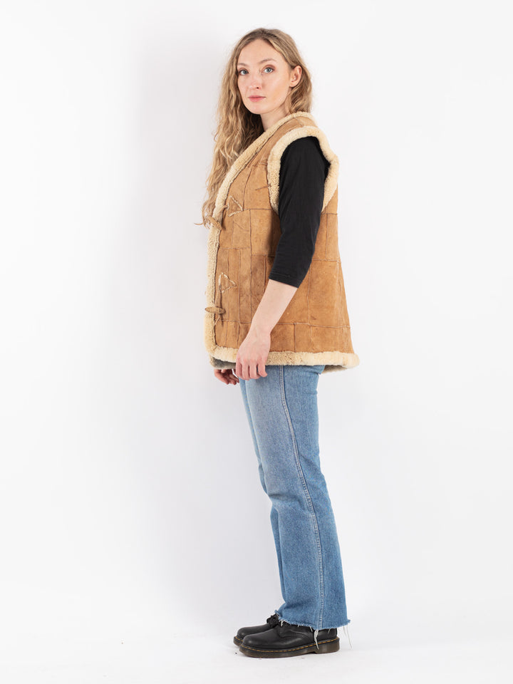 Vintage 70's Women Sheepskin Vest in BeigeV9125