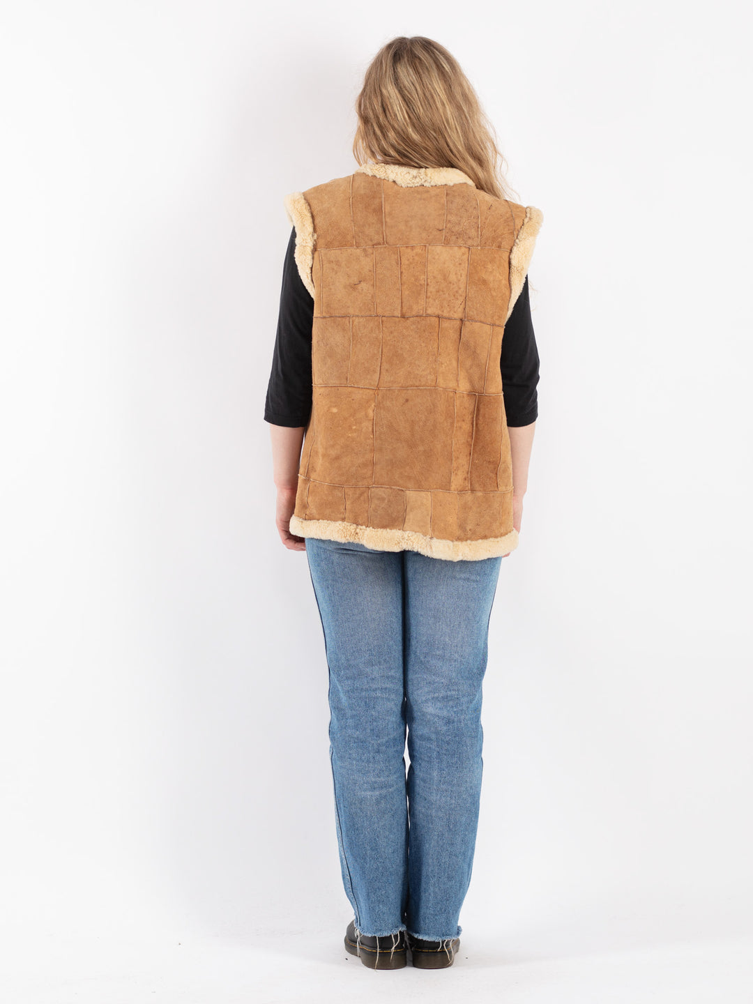 Vintage 70's Women Sheepskin Vest in BeigeV9125