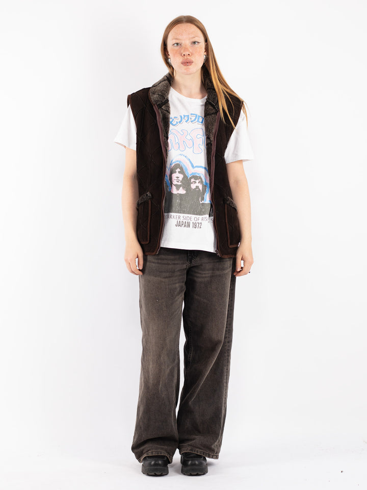 Vintage 70's Women Sheepskin Vest in Brown